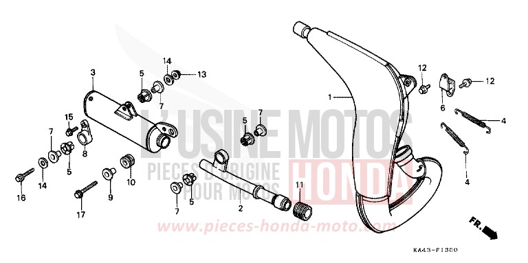 EXPANSION CHAMBER (1) for CR250R FLASH RED (R119) from 1984