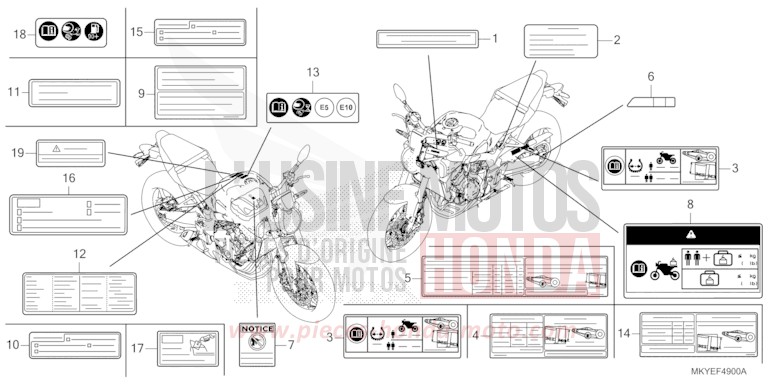 CAUTION LABEL (CB650RA/CB650RAC) for CB650R PEARL SMOKY GRAY (NHC53) from 2025