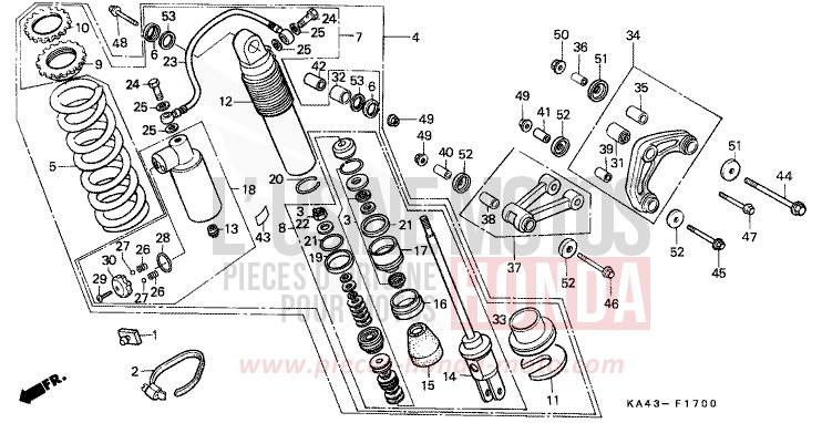 REAR CUSHION (1) for CR250R FLASH RED (R119) from 1984