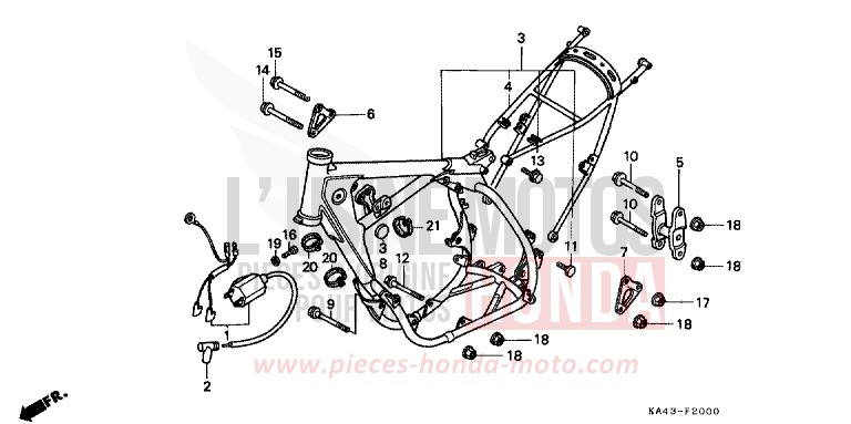 FRAME BODY/IGNITION COIL (1) for CR250R FLASH RED (R119) from 1984