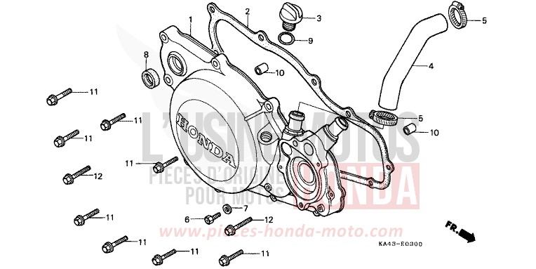 RIGHT CRANKCASE COVER (1) for CR250R FLASH RED (R119) from 1985