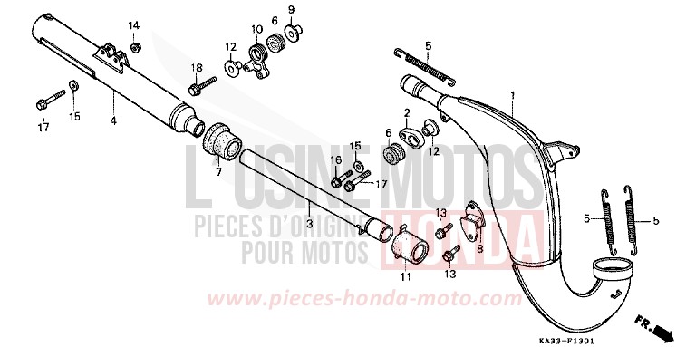 EXPANSION CHAMBER (2) for CR125R FLASH RED (R119) from 1985