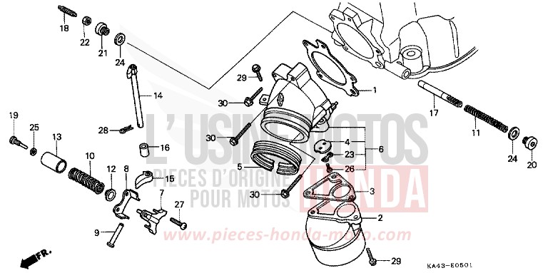 EXHAUST MANIFOLD (2) for CR250R FLASH RED (R119) from 1985