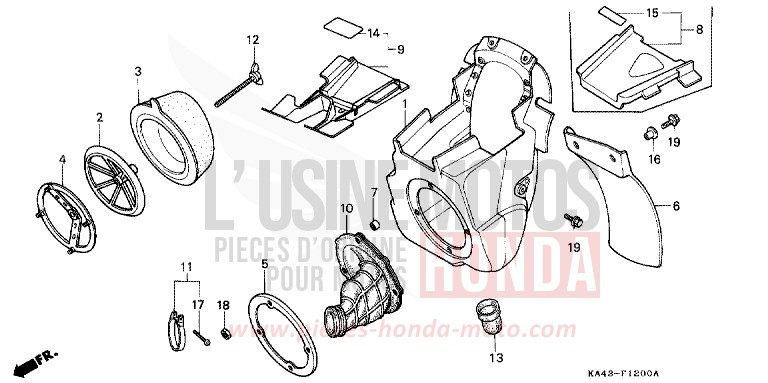 AIR CLEANER (1) for CR250R FLASH RED (R119) from 1985