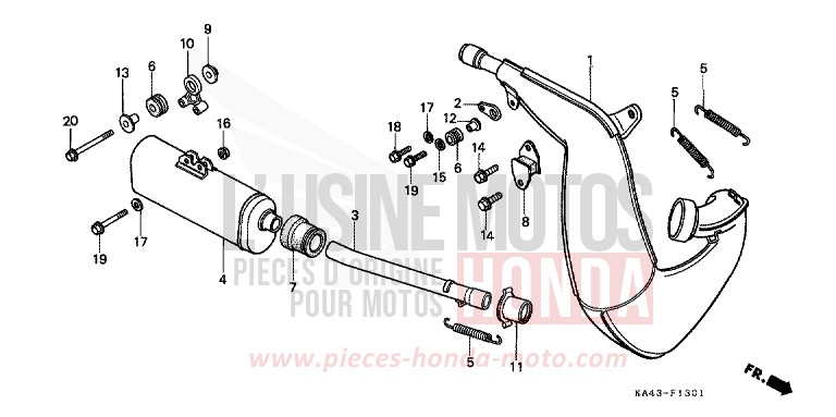 EXPANSION CHAMBER (2) for CR250R FLASH RED (R119) from 1985