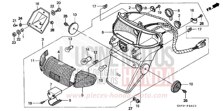 REAR COMBINATION LIGHT for BALI BLACK (NH1) from 1995