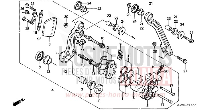 FRONT BRAKE CALIPER for BALI PEARL CRYSTAL WHITE (NH193) from 1995