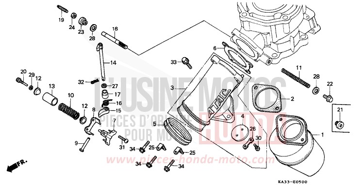 EXHAUST MANIFOLD (1) for CR125R FLASH RED (R119) from 1986