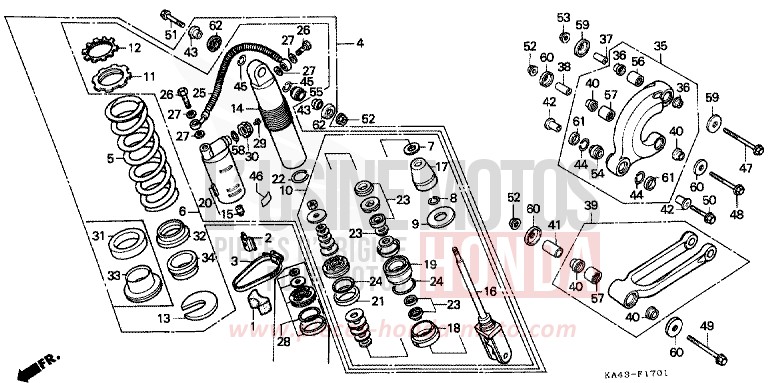 REAR CUSHION (2) for CR250R FLASH RED (R119) from 1985