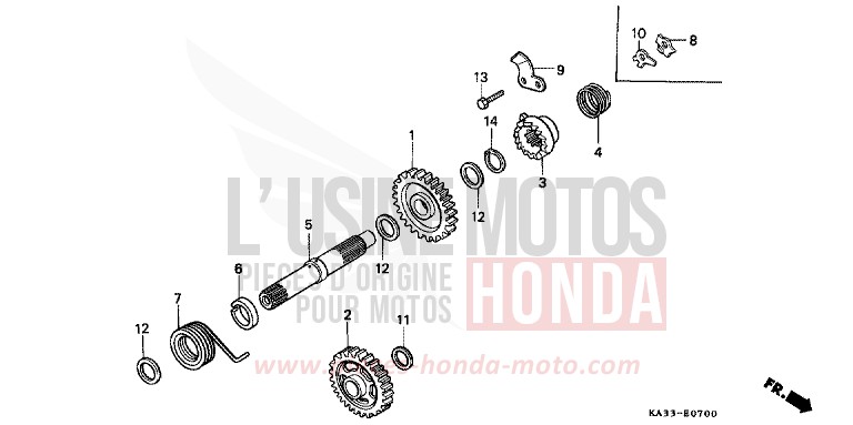 KICK STARTER SPINDLE for CR125R FLASH RED (R119) from 1986