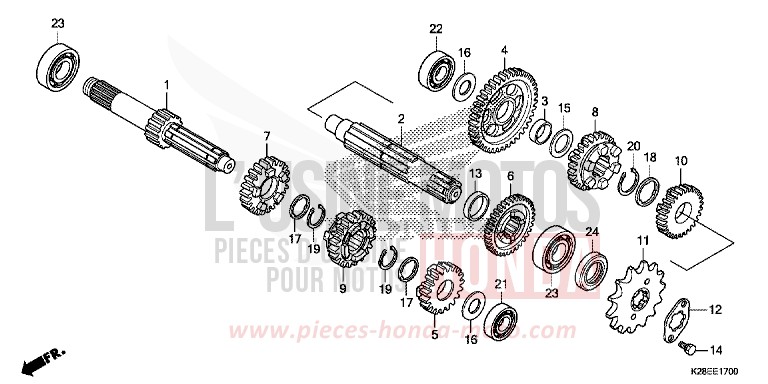 TRANSMISSION for CRF125FB EXTREME RED (R292) from 2024