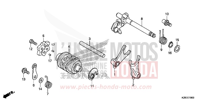 GEARSHIFT DRUM for CRF125FB EXTREME RED (R292) from 2024