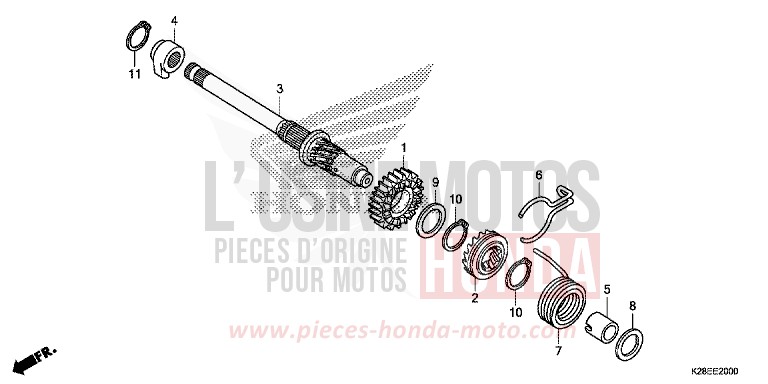 KICK STARTER SPINDLE for CRF125FB EXTREME RED (R292) from 2024