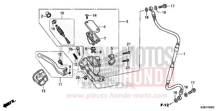 FRONT BRAKE MASTER CYLINDER for CRF125FB EXTREME RED (R292) from 2024