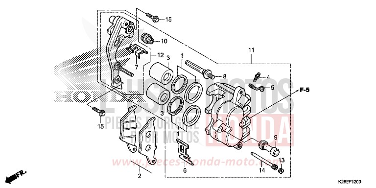 FRONT BRAKE CALIPER for CRF125FB EXTREME RED (R292) from 2024