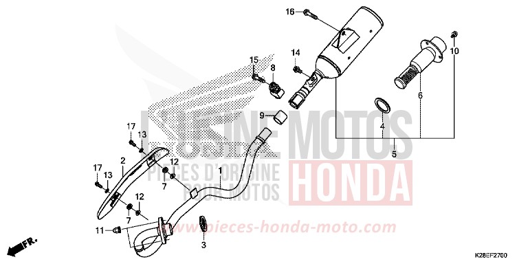 EXHAUST MUFFLER for CRF125FB EXTREME RED (R292) from 2024