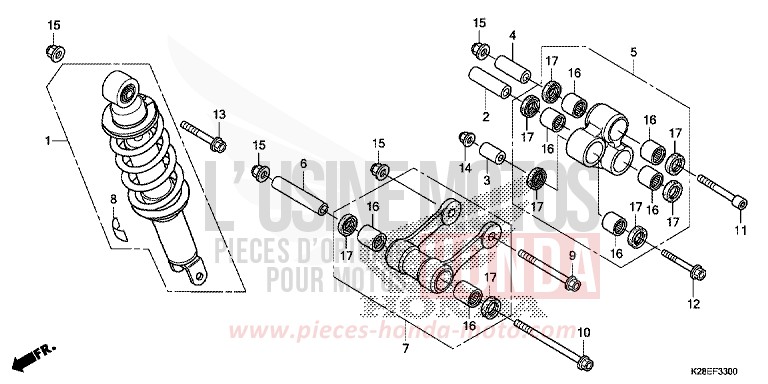 REAR CUSHION for CRF125FB EXTREME RED (R292) from 2024