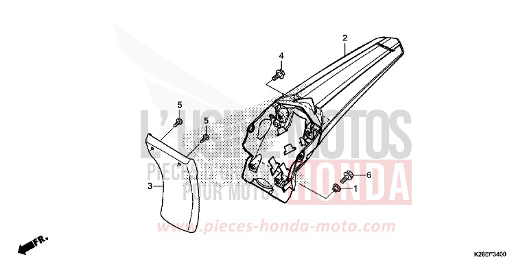 REAR FENDER for CRF125FB EXTREME RED (R292) from 2024