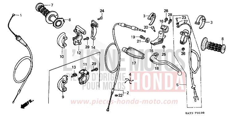 HANDLE LEVER/SWITCH/CABLE for CR125R FLASH RED (R119) from 1986
