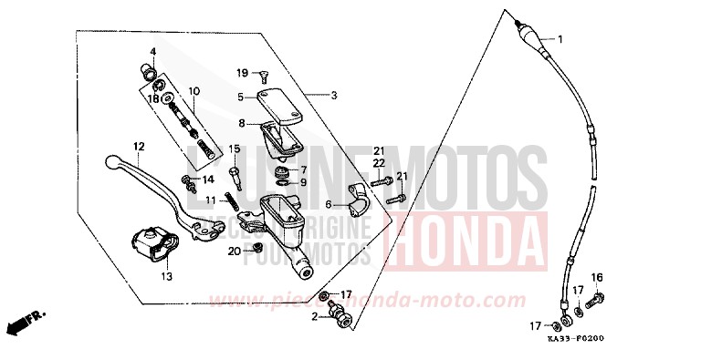 FRONT BRAKE MASTER CYLINDER for CR125R FLASH RED (R119) from 1986
