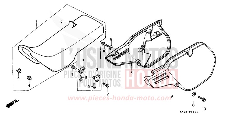 SEAT/SIDE COVER (2) for CR125R FLASH RED (R119) from 1986