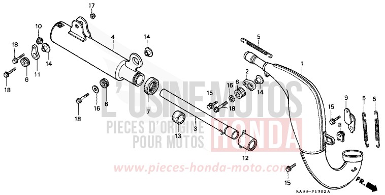 EXPANSION CHAMBER (3) for CR125R FLASH RED (R119) from 1986