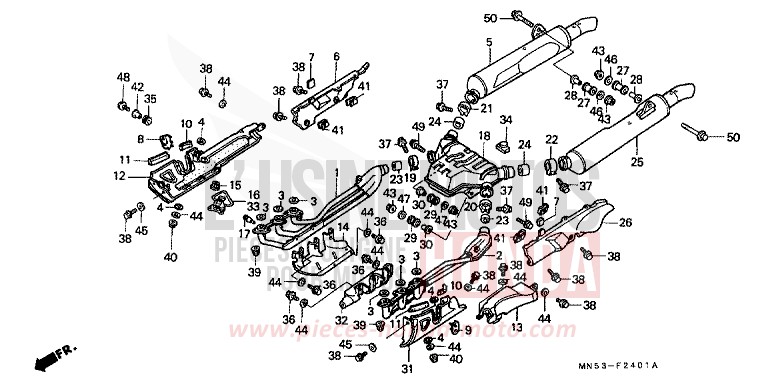 EXHAUST MUFFLER (GL1500SEM/SEN) for Goldwing SUN FLASH GOLD METALLIC (YR126N) from 1991