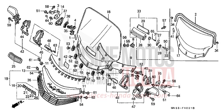 WIND SCREEN/BACK MIRROR (GL1500SEM/SEN) for Goldwing SUN FLASH GOLD METALLIC (YR126N) from 1991
