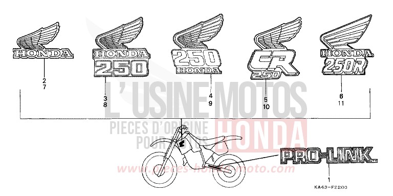 MARCA/STRISCIA per CR250R FLASH RED (R119) del 1986