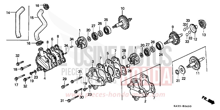 POMPA ACQUA per CR125R FIGHTING RED (R134) del 1987