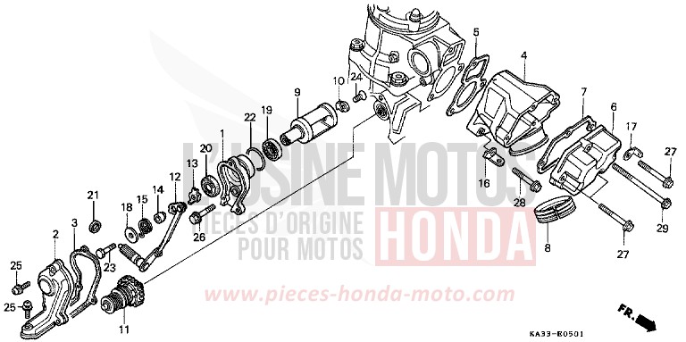 EXHAUST MANIFOLD (2) for CR125R FIGHTING RED (R134) from 1987