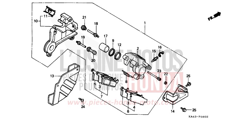 REAR BRAKE PANEL (3) for CR250R FLASH RED (R119) from 1987