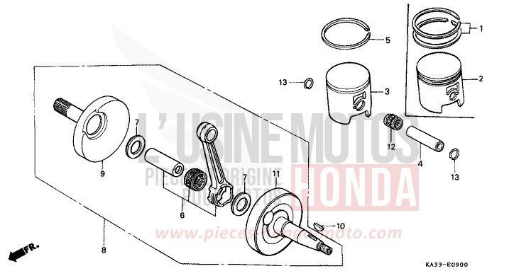 CRANKSHAFT/PISTON for CR125R FIGHTING RED (R134) from 1987