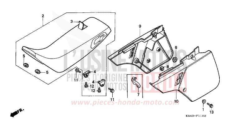 SEAT/SIDE COVER (3) for CR250R FLASH RED (R119) from 1987
