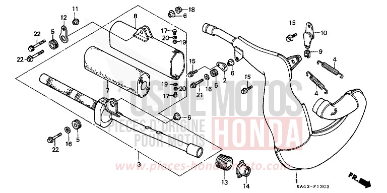 EXPANSION CHAMBER (4) for CR250R FLASH RED (R119) from 1987