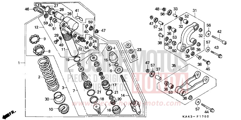 REAR CUSHION (3) for CR250R FLASH RED (R119) from 1987