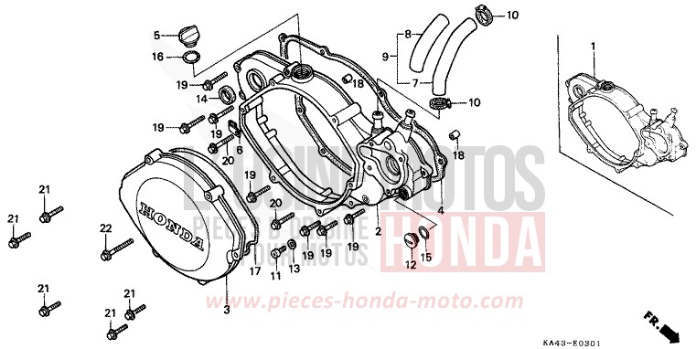 RIGHT CRANKCASE COVER (2) for CR250R FIGHTING RED (R134) from 1988