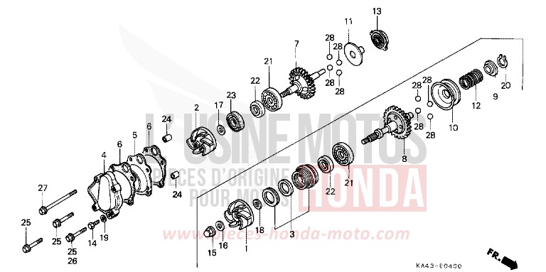 POMPA ACQUA per CR250R FIGHTING RED (R134) del 1988