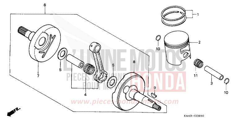 CRANKSHAFT/PISTON for CR250R FIGHTING RED (R134) from 1988