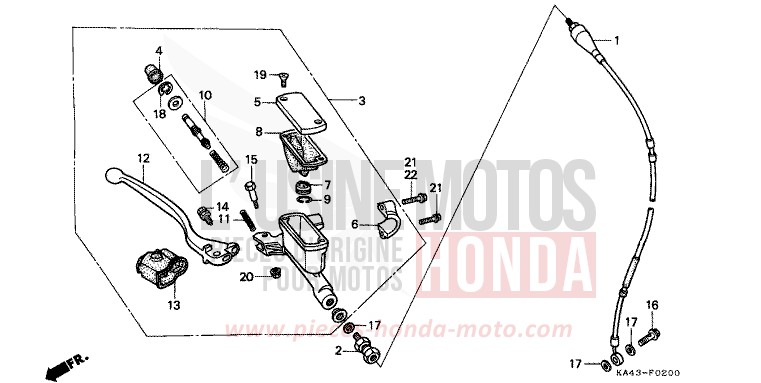 FRONT BRAKE MASTER CYLINDER for CR250R FIGHTING RED (R134) from 1988