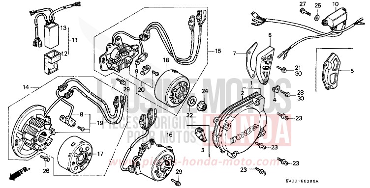 LEFT CRANKCASE COVER/ GENERATOR/C.D.I. UNIT for CR125R FLASH RED (R119) from 1987