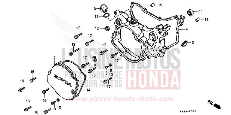 RIGHT CRANKCASE COVER (2) for CR125R FLASH RED (R119) from 1987