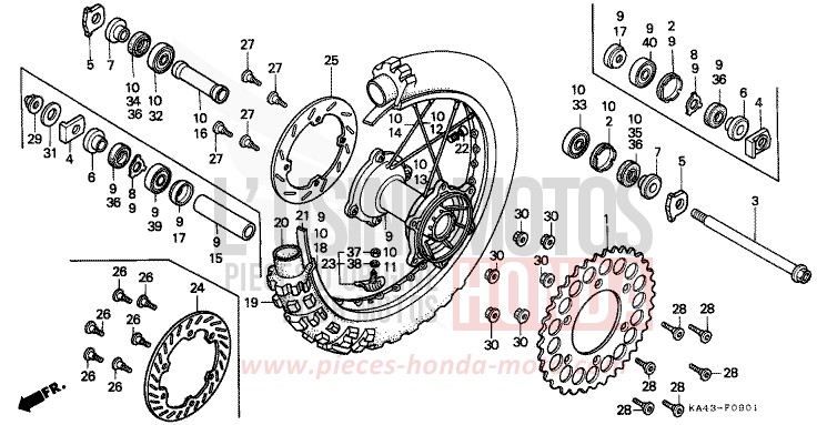 REAR WHEEL (2) for CR250R FIGHTING RED (R134) from 1988