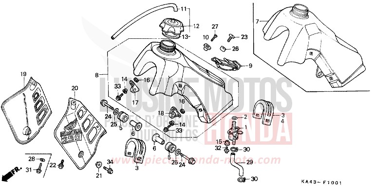 FUEL TANK (2) for CR250R FIGHTING RED (R134) from 1988
