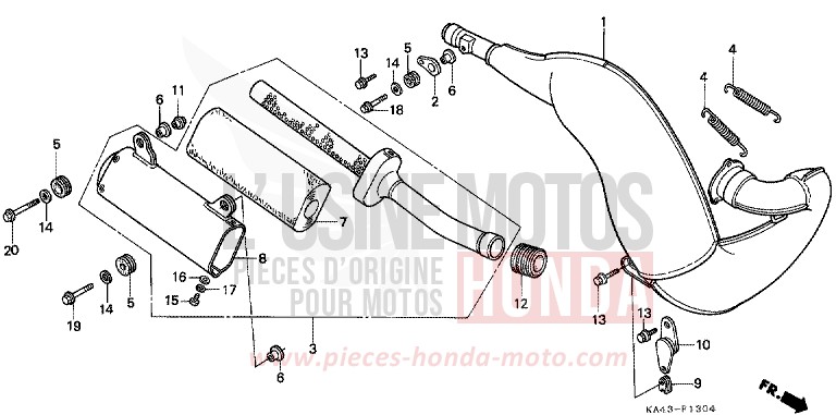 EXPANSION CHAMBER (5) for CR250R FIGHTING RED (R134) from 1988