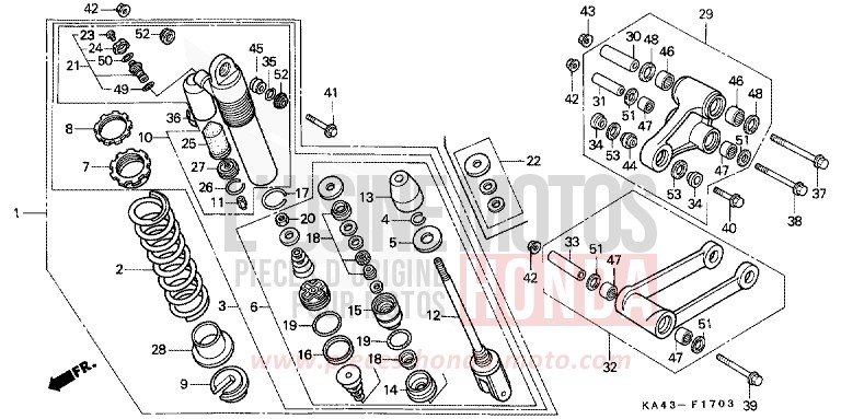 REAR CUSHION (4) for CR250R FIGHTING RED (R134) from 1988