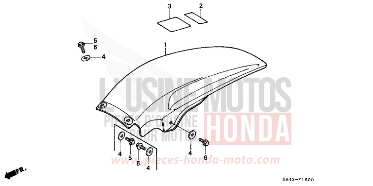 REAR FENDER for CR250R FIGHTING RED (R134) from 1988