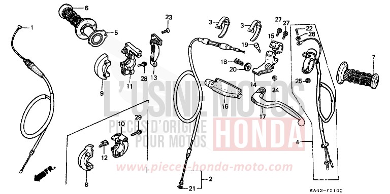HANDLE LEVER/SWITCH/ CABLE for CR250R FIGHTING RED (R134) from 1989