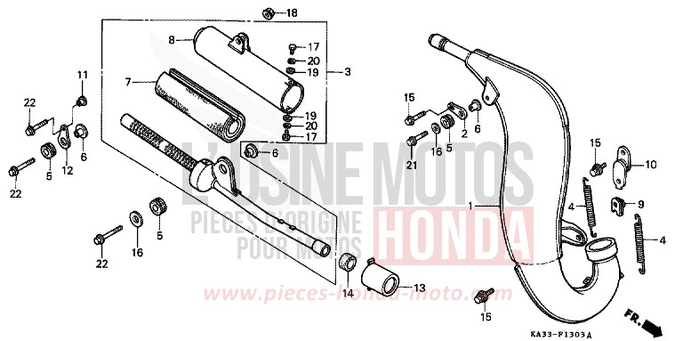 EXPANSION CHAMBER (4) for CR125R FIGHTING RED (R134) from 1988