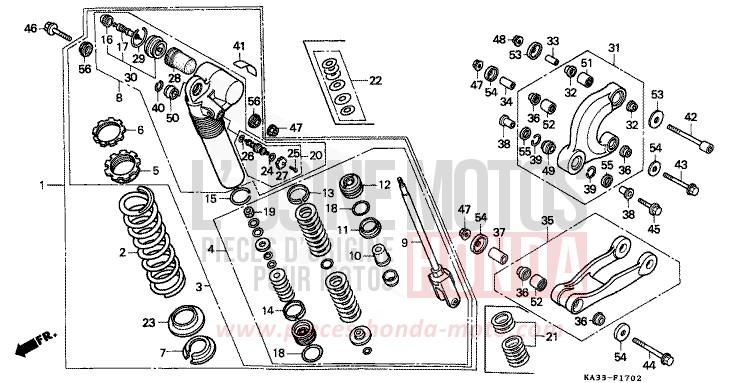 REAR CUSHION (3) for CR125R FIGHTING RED (R134) from 1988